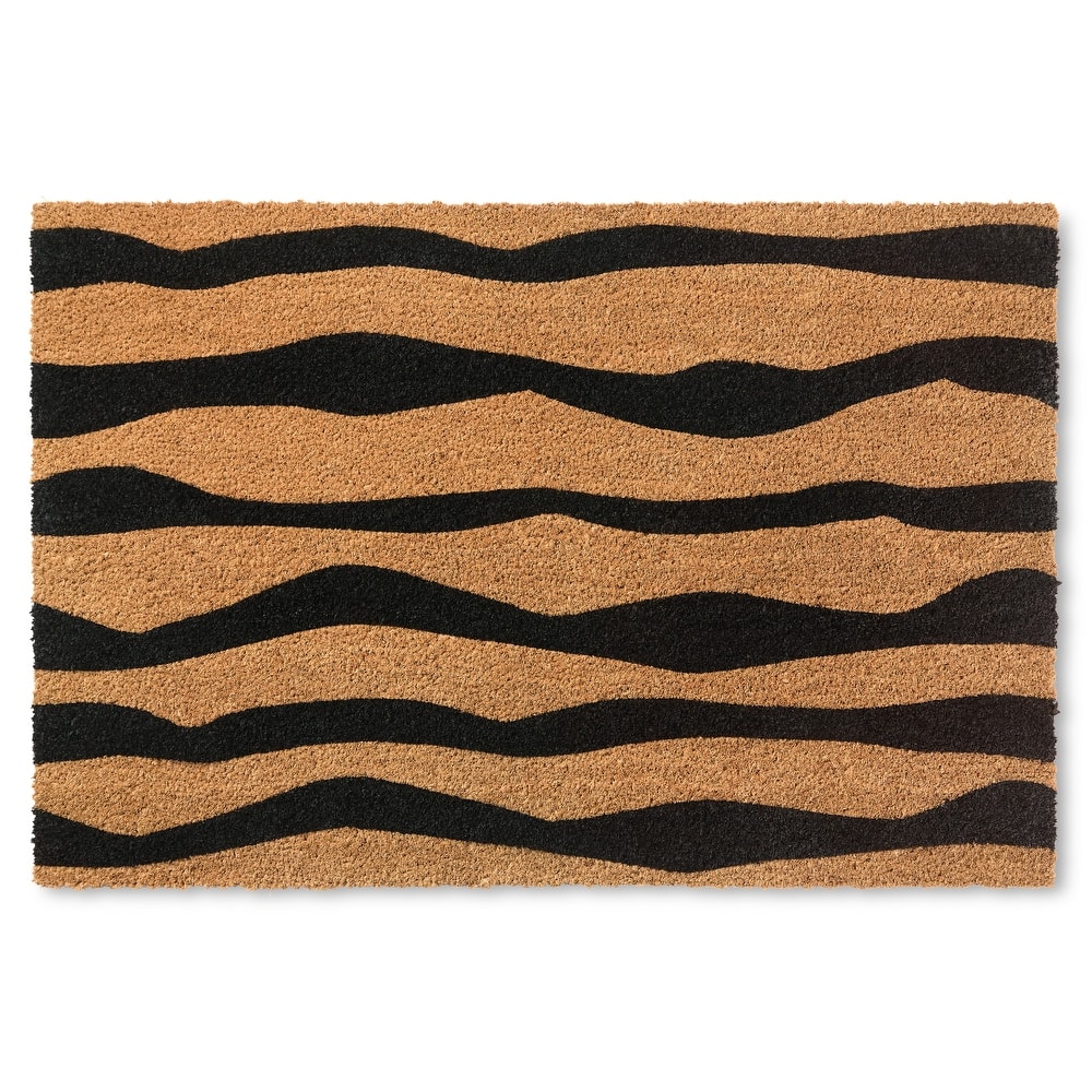 TOWN & COUNTRY LIVING Terra Ravine Abstract Mountain Outdoor Door Mat, Natural Coir Mat