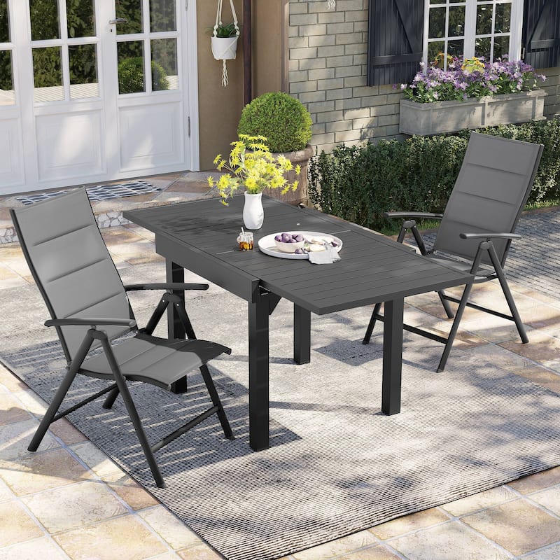 Pellebant Patio Folding Dining Chairs Aluminum Padded Adjustable