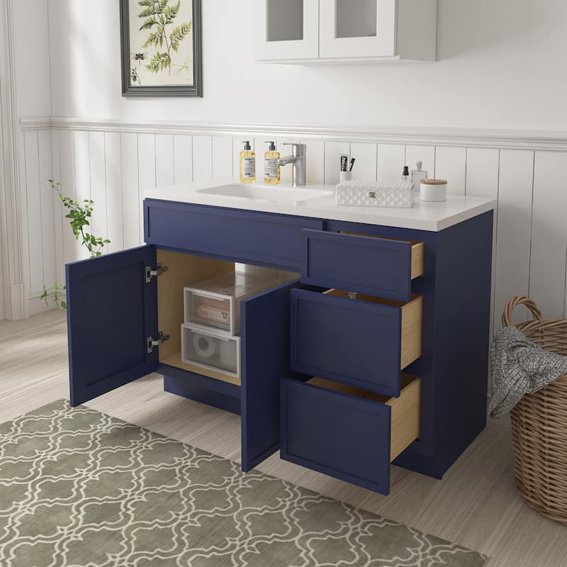 Vanity Art 54" Birch Freestanding Bathroom Vanity Cabinet without Top