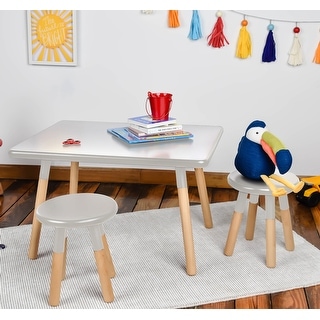 Kids Gray Wood Table and Stool Set