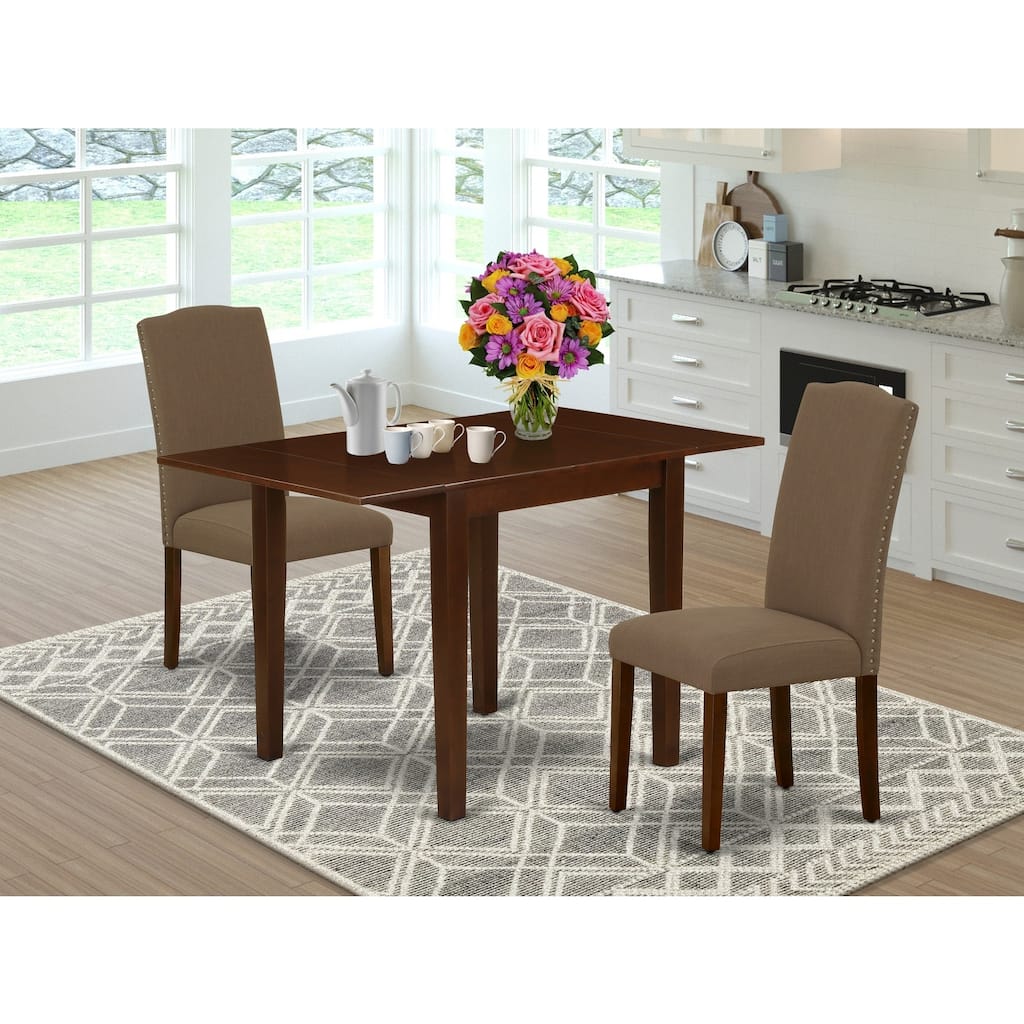 HomeStock 3-Piece Mahogany Finish Solid Wood Top Dining Table Set