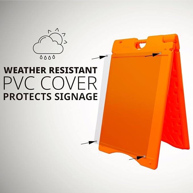 Jumbl A Frame Sandwich Board – 22 x 28” Display Sidewalk Sign with PVC Sign Protector (Orange)