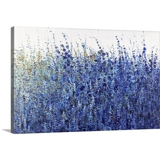 "Shades Of Blue Wild Flowers" Abstract Floral Landscape Canvas Wall Art