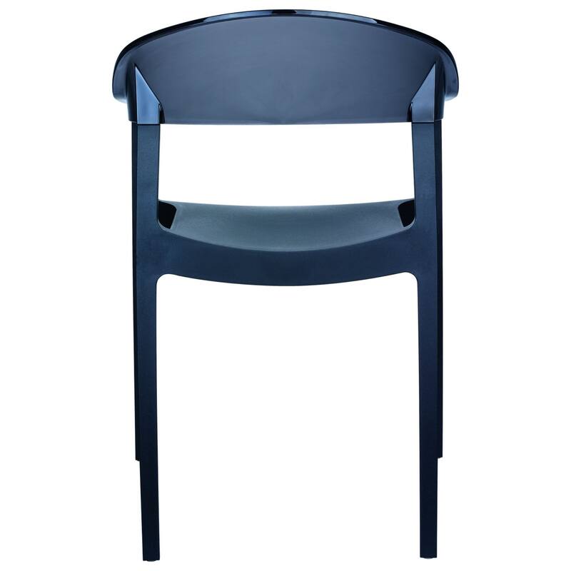 32" Black Transparent Stackable Outdoor Patio Dining Arm Chair