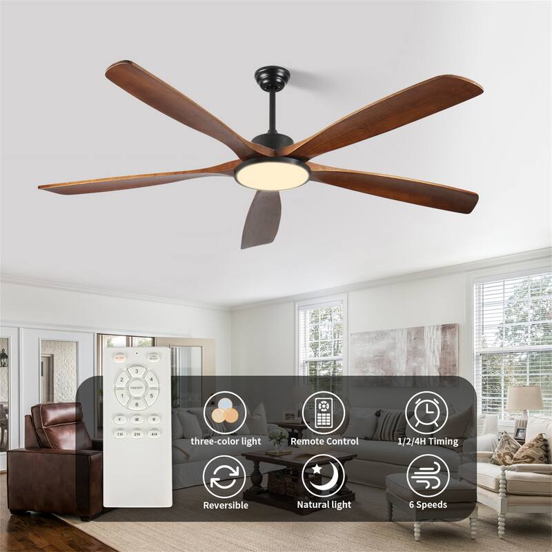 72-inch Large Outdoor Ceiling Fan with Remote Control and Light