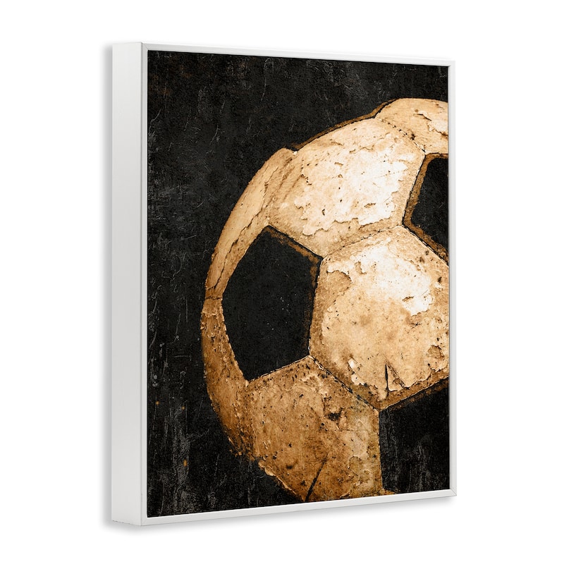 Stupell Vintage Soccer Ball Closeup Framed Giclee Art Design By Kim Allen