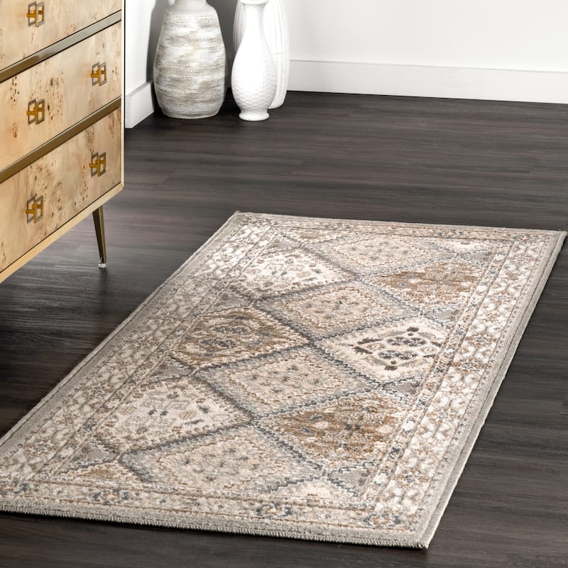 Nuloom Becca Traditional Tiled Area Rug - 2'6" x 8' Runner - Taupe