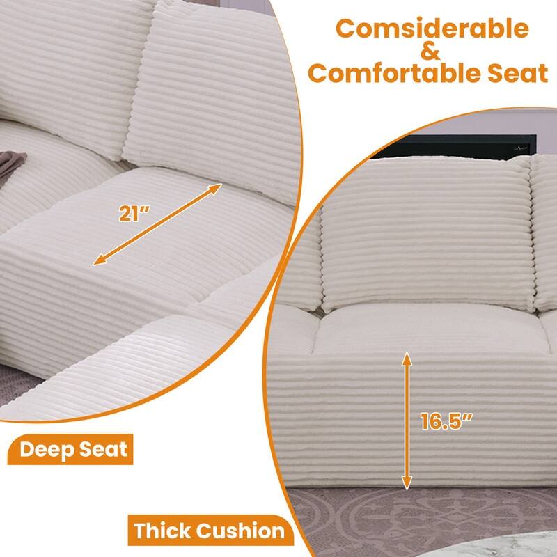 103.5" Cloud Sectional Couch with L-Shape Chaise,Modern Modular Sofa with Deep Seat, No Assembly Required