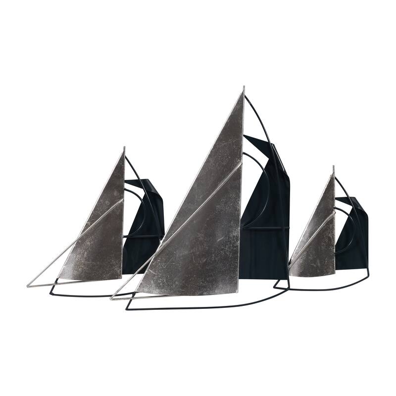 Sagebrook Home Coastal Nautical Metal Sailboats Wall Decor, Blue/Silver