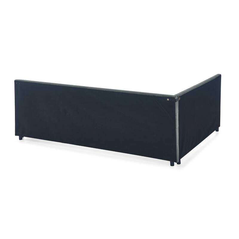 Queen Size Upholstered Tufted Bed Frame with Backrest and Armrests, Velvet Grey, Easy Assembly