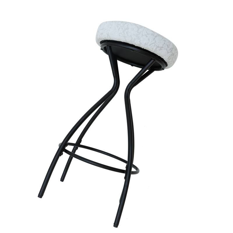 29'' Floral Print Counter Height Bar Stool with Footrest Set of 2 Upholstered Round Bar stools for Kitchen & Dining Room