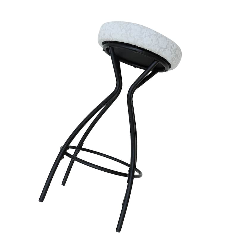 29'' Floral Print Counter Height Bar Stool with Footrest Set of 2 Upholstered Round Barstools