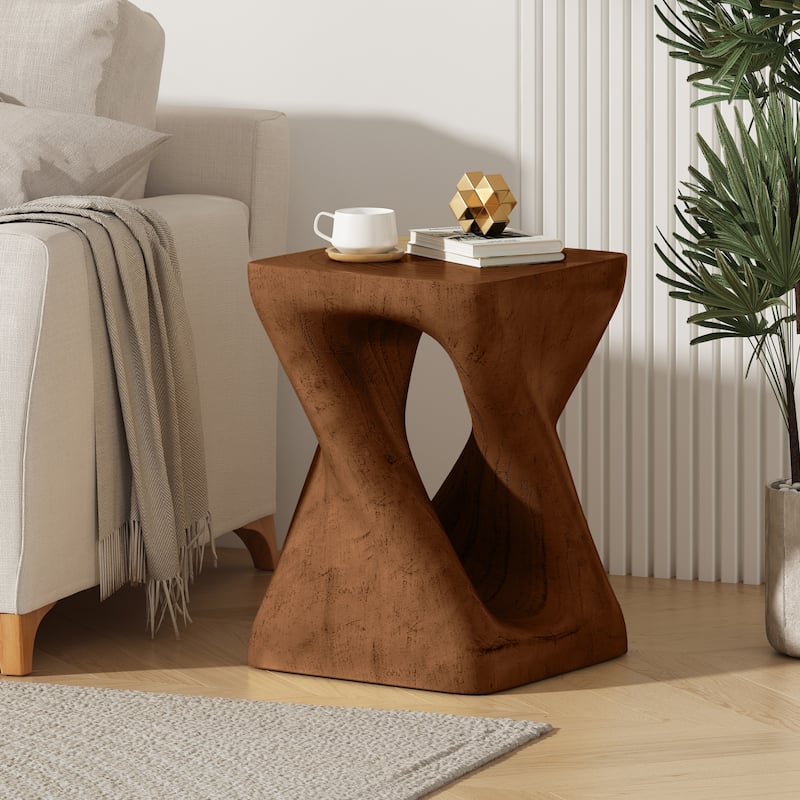 Christopher Knight Home - Aurelian Quenby MGO Twist End Table with Wood-Grain Texture - Antique Brown_11.75" H - 11.75" H