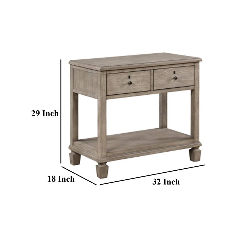 Cely Nightstand, 2 Drawers with Lower Open Shelf, Gray Oak Veneer