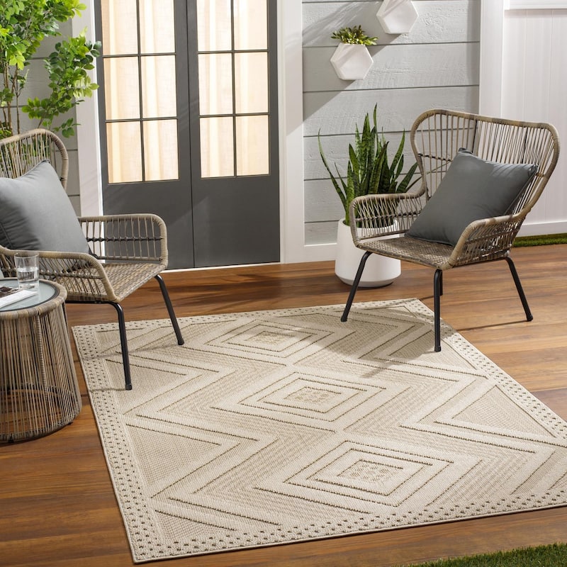 Rockport Global Diamond Indoor/Outdoor Area Rug - 2' x 2'11" - Ivory/Tan