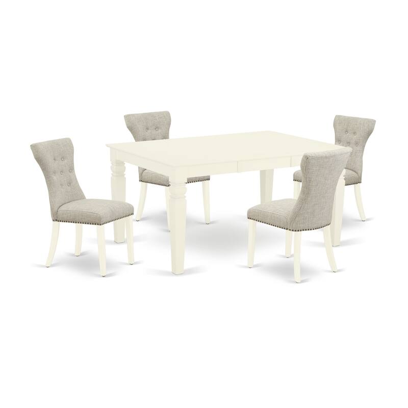 East West Furniture 5 Piece Kitchen Table Set- a Dining Table and 4 Linen Fabric Parsons Chairs(Finish Options)