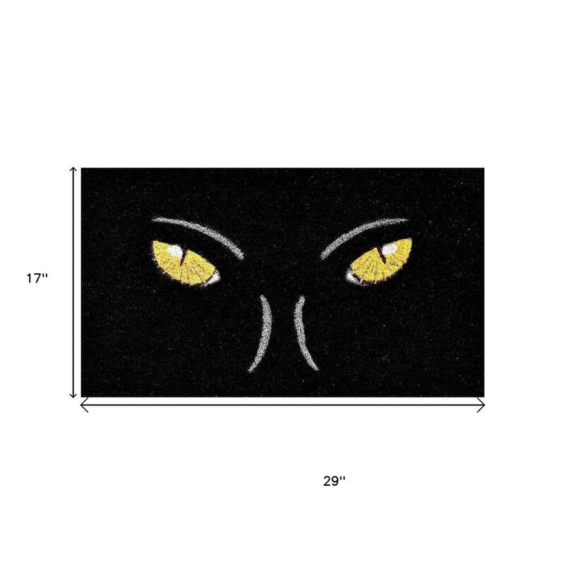 HomeRoots 17" X 29" Black And White Spooky Eyes Halloween Outdoor Coir Door Mat - 17.00' X '29.00