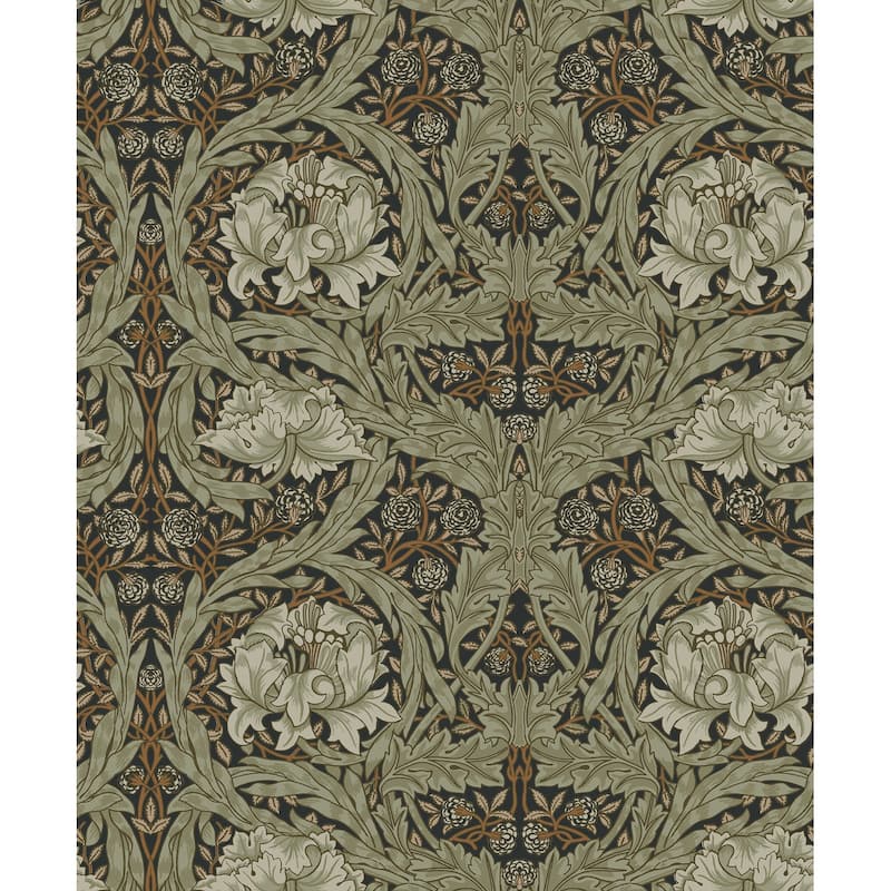 African Marigold Black Floral Wallpaper