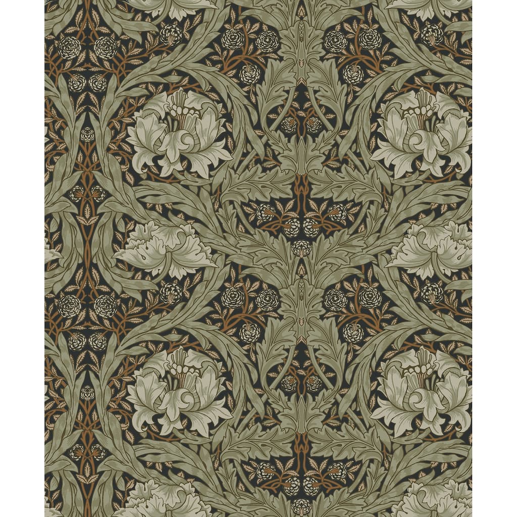 African Marigold Black Floral Wallpaper