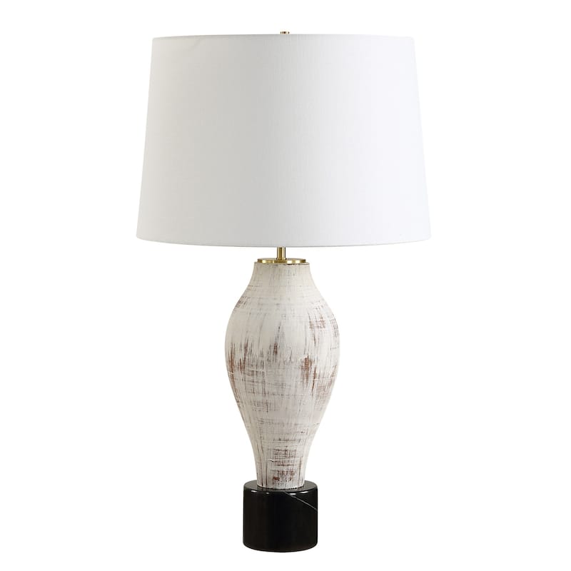 Rustic Table Lamp with Tapered Shade - 29.5" - White