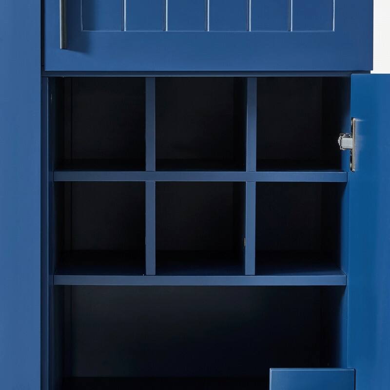 Modern 71" Tall Kitchen Pantry with Storage Cabinet, 6 Doors , Drawers, Adjustable Shelves,Pull-out Trays and Wine Rack