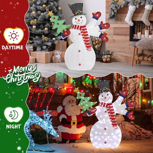 Pre-lit 2D Snowman Waving Hands with 170 LED Warm White