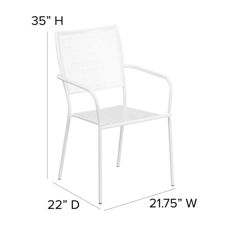 5 Pack Indoor-Outdoor Steel Patio Arm Chair with Square Back