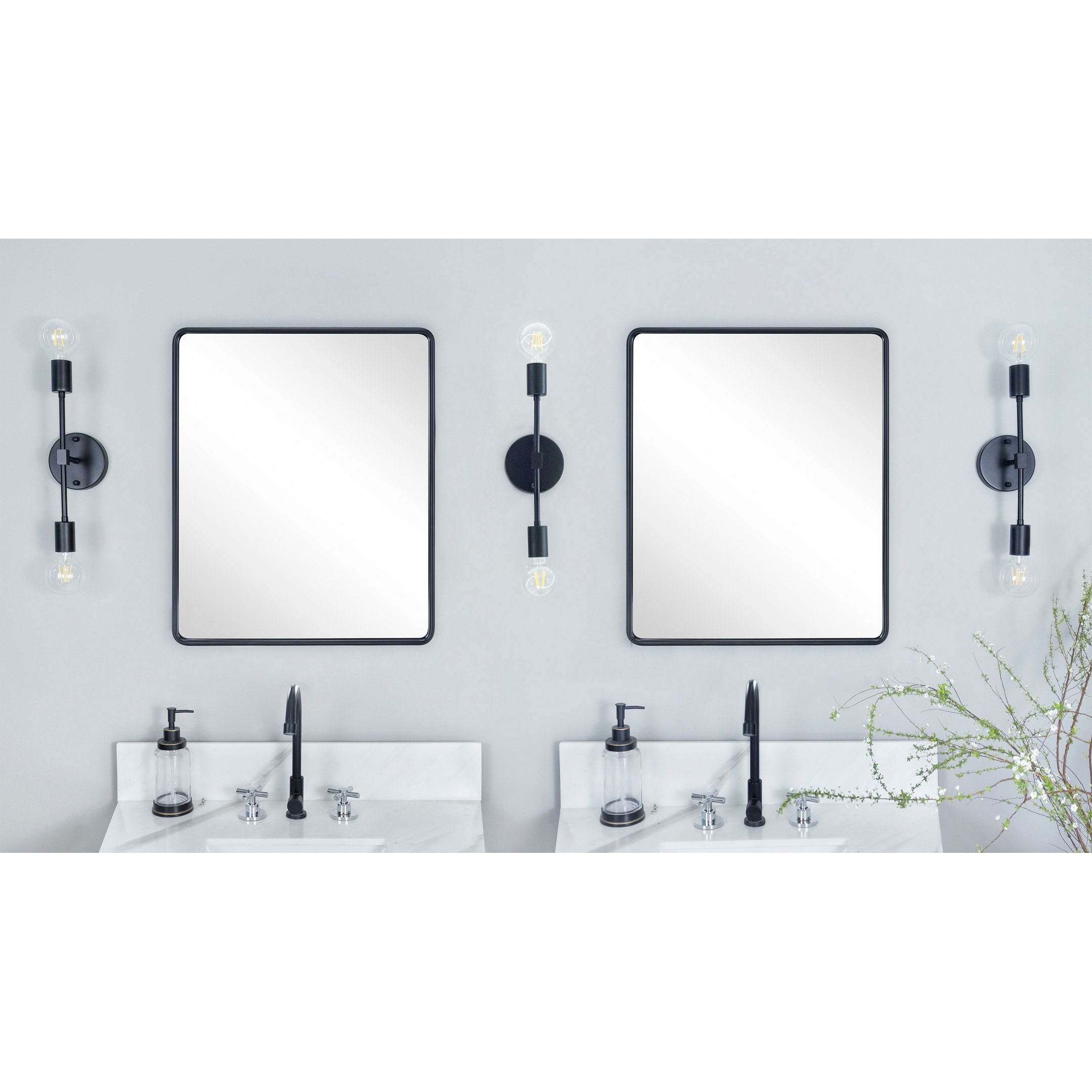TEHOME Contemporary Metal Framed Rectangle Bathroom Vanity Mirror