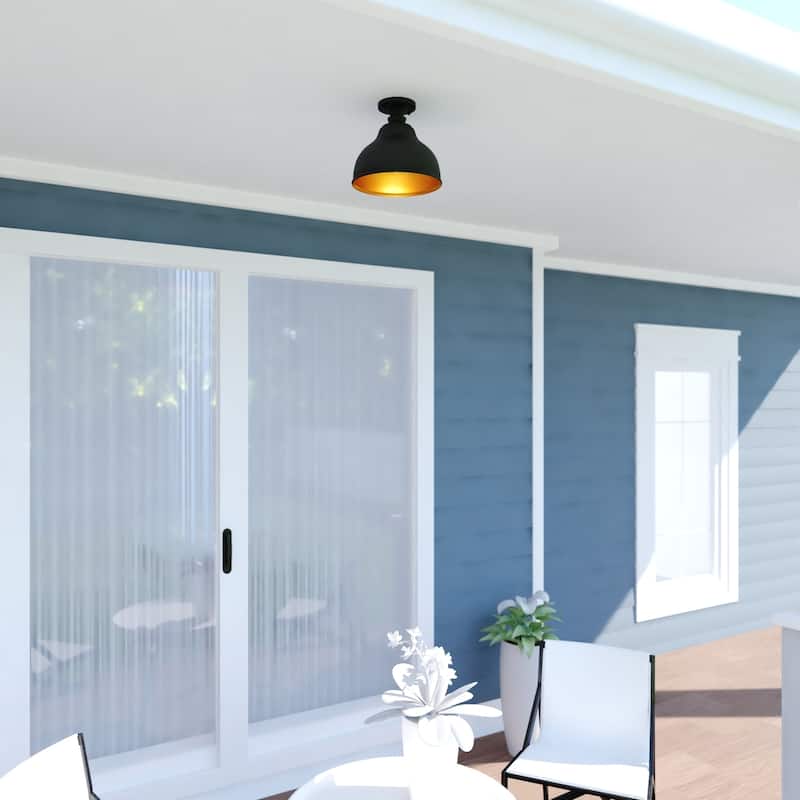 Barn Dome Ceiling Light - Bronze Gold Flush Mount Outdoor Light Fixture - 10