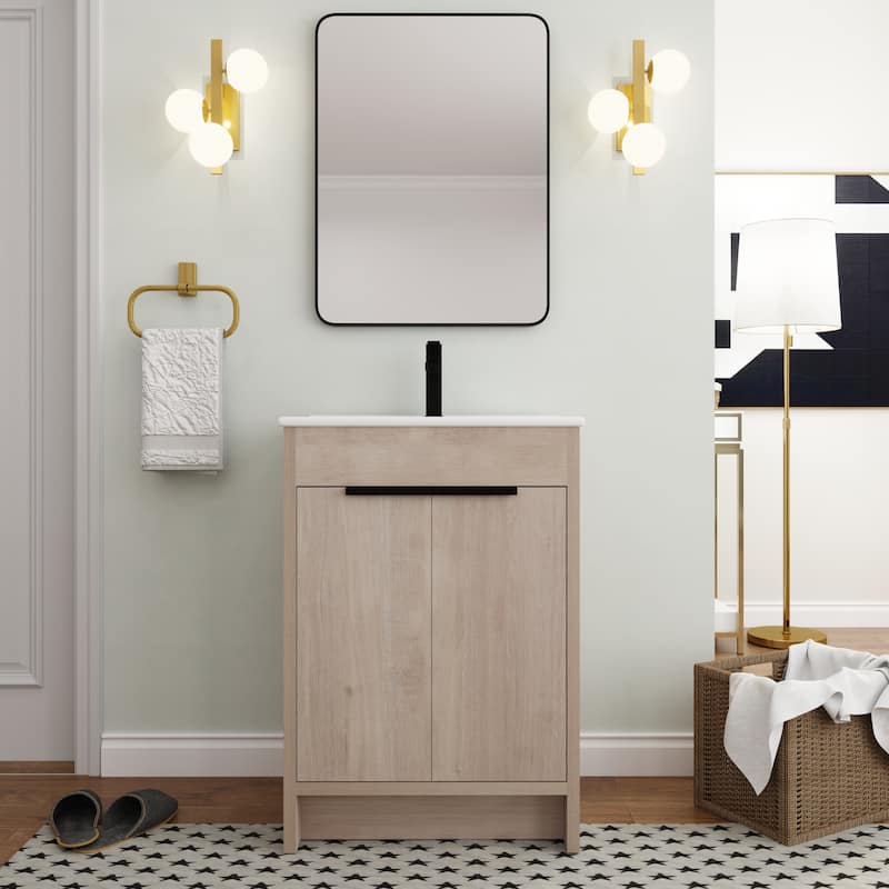 BNK 24/30/36 inch Freestanding Single Sink Bathroom Vanity with Soft Close Door and 1 adjustable shelf