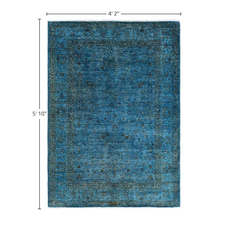 Vibrance One-of-a-Kind Hand-Knotted Area Rug - Blue, 4' 2" x 5' 10" - 4' 2" x 5' 10"