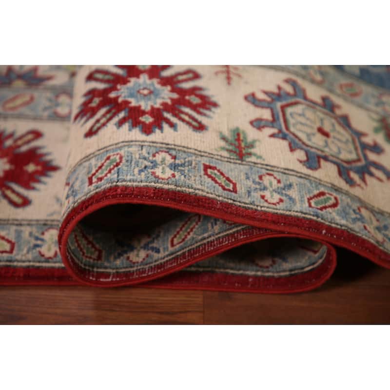 Traditional Red Kazak Area Rug Hand-Knotted Wool Carpet - 6'8" x 9'6"
