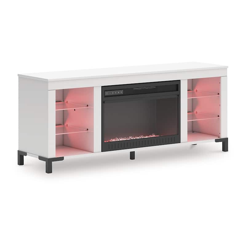 Signature Design by Ashley Brollevi White 60" TV Stand with Electric Fireplace for TVs up to 69"