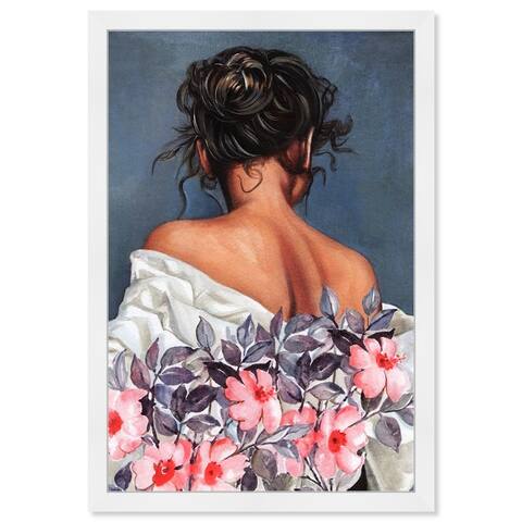 "Young and Free", Flower Female Beauty Traditional White Framed Wall Art Print for Bedroom