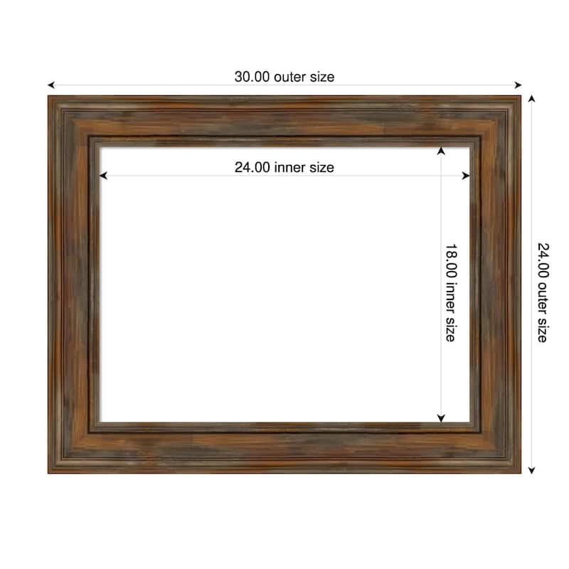 Amanti Art Alexandria Greywash Framed Dry Erase Magnetic Board - 30 x 24 in - Alexandria Rustic Brown