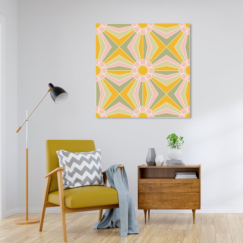 Wynwood Studio Canvas Abstract My Art Deco Number One Green and Light Pink Vintage Wall Art Canvas Print
