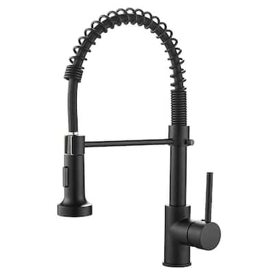 Single Handle Pull-down Kitchen Faucet with Deck Plate Matte Black