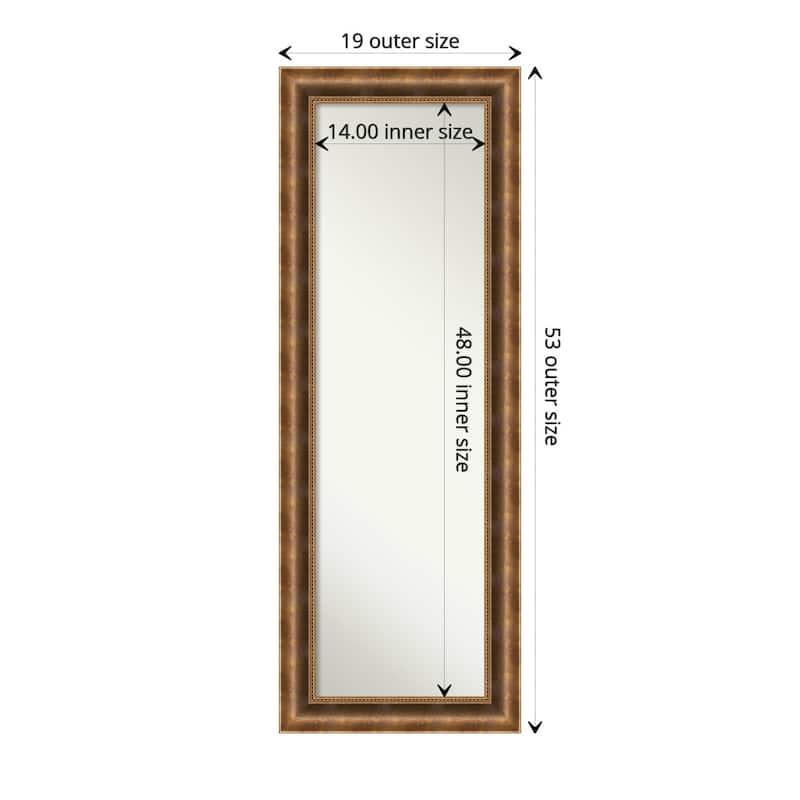Non-Beveled Wood Full Length On The Door Mirror - Manhattan Frame - Outer Size: 19 x 53 in