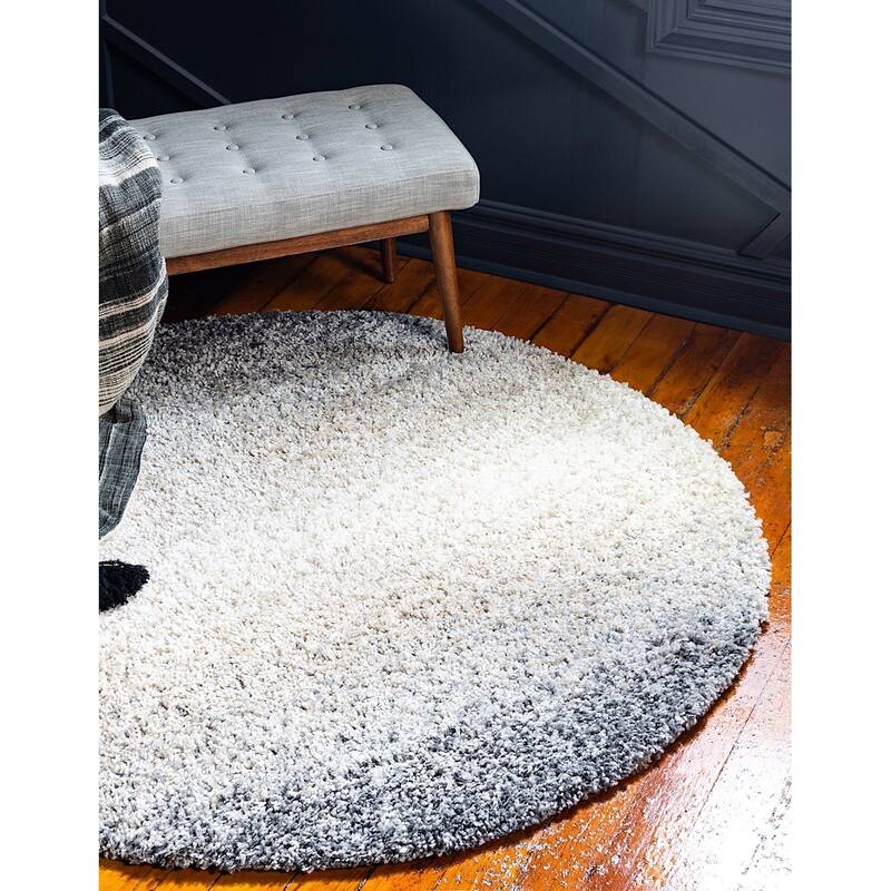 Shag Brico Collection Area Rug - 5' Round - Gray