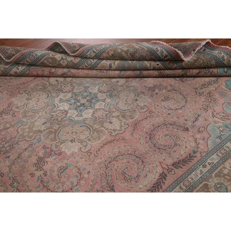 Distressed Tabriz Persian Vintage Area Rug Handmade Wool Carpet - 7'9"x 10'10"