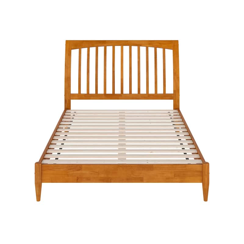 Solid Wood Low Profile Sleigh Bed with USB Charging - Full Size Platform Bed