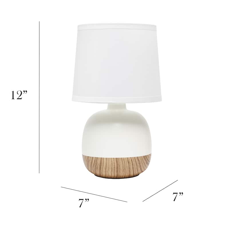 Simple Designs Petite Mid Century Table Lamp, Dark Wood and Light Gray - N/A