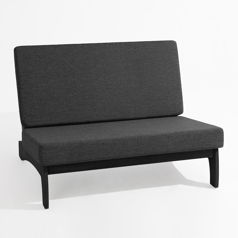 4 Piece Outdoor Wood Loveseat Chair Conversation Set with Cushion