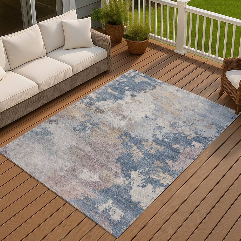 Machine Washable Indoor/ Outdoor Modern Contemporary Chantille Rug