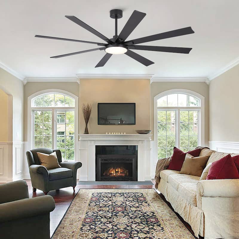 Gabriel 72 in. Indoor Black PlyWood Smart Ceiling Fan with Integrated LED, Works with Alexa/Google
