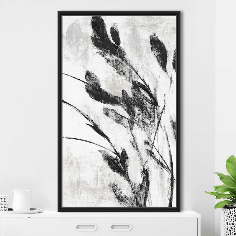 "Misty Gray Leaves I" Print on Floating Canvas