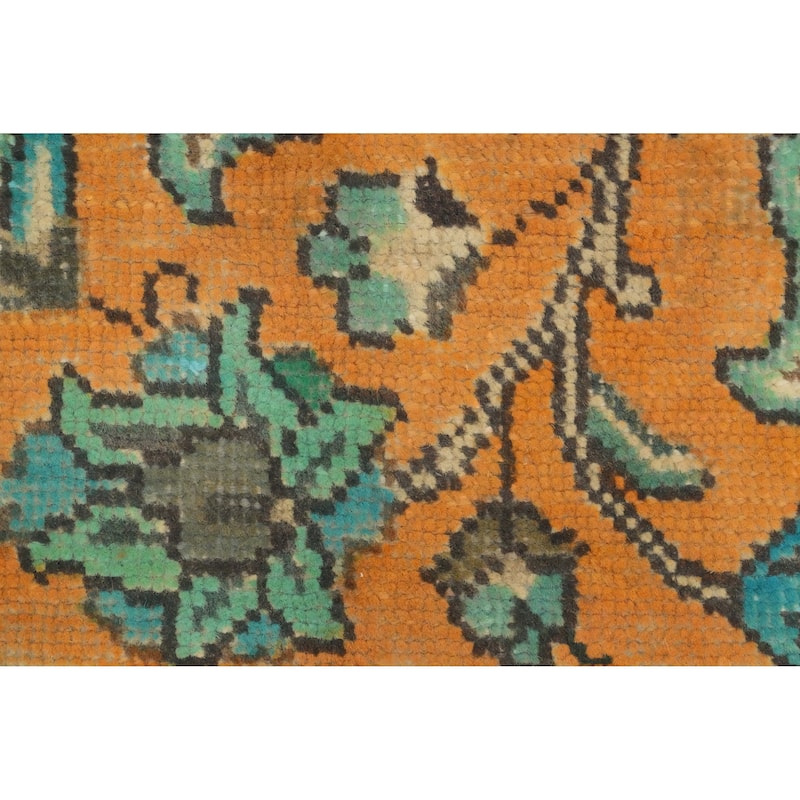 Hand Knotted Oriental 100% Wool Carpet Traditional Floral Oranges & Rust Tabriz Area Rug - 11' 6'' X 9' 5''