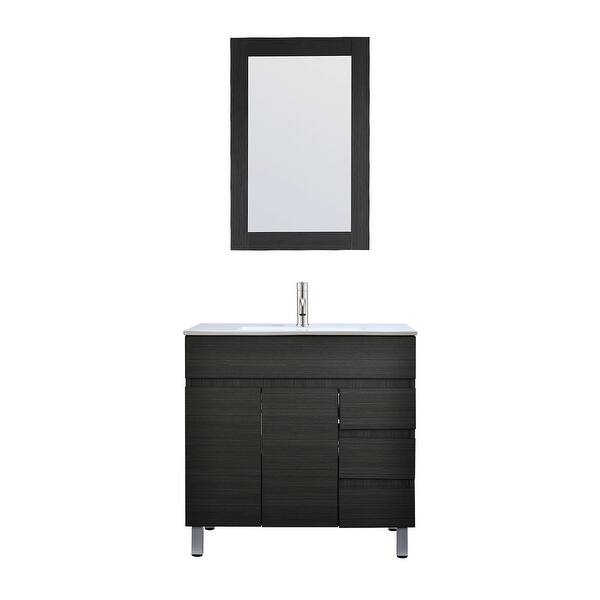 slide 4 of 7, PROOX 32 in. Freestanding Bath Vanity Single Integratedd Drop-in Basin w/ Faucet and Mirror White - 32