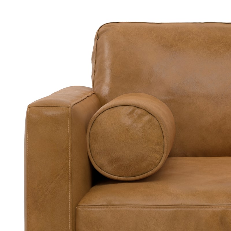 WYNDENHALL Brixley 43 inch Wide Mid-Century Modern Accent Chair in Top Grain Genuine Leather - 42.9" W x 38.25" D x 34" H