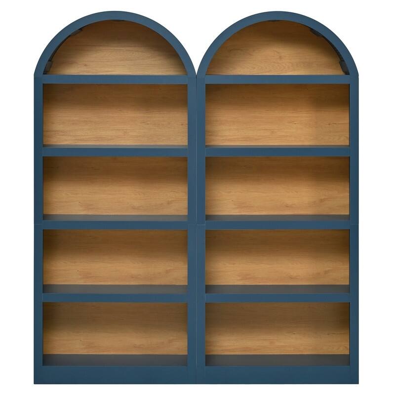 Farmhouse 68.8" Tall Freestanding Bookshelves Set of 2, 5-Tier Display Bookcase Arched Top for Living Room, Bedroom, Home Office